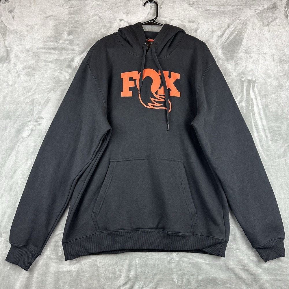 Fox Sweater Hoodie Men's XXL Black Orange Graphic Print Pullover NEW